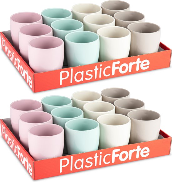 Plasticforte 24x Gekleurde drinkbekers/mokken - kunststof - 375 ml - onbreekbaar - Limonade bekers van Plasticforte