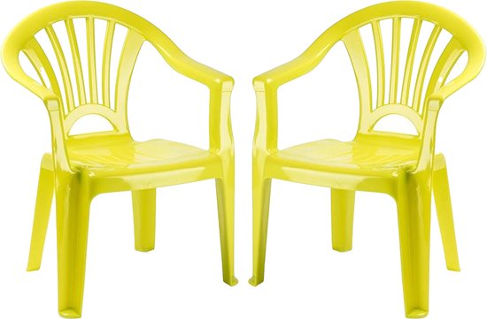 Plasticforte Kinderstoel - 4x stuks - kunststof - groen - 35 x 28 x 50 cm - tuin/camping/slaapkamer van Plasticforte