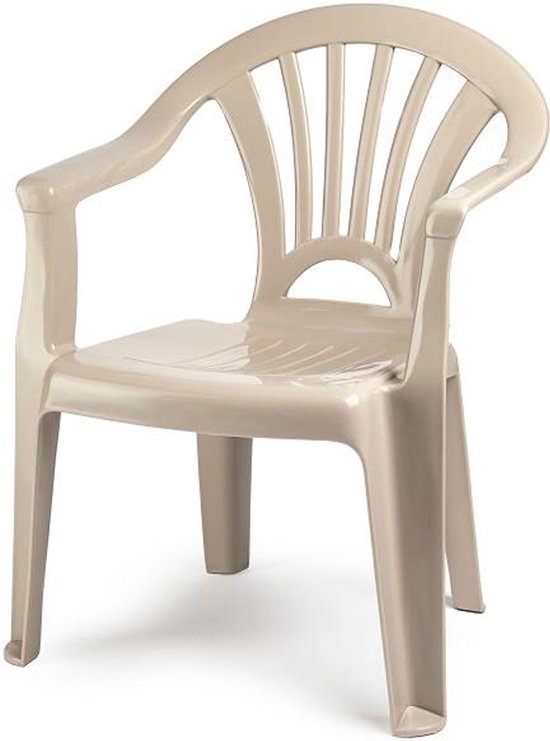 Plasticforte Kinderstoel van kunststof - beige - 35 x 28 x 50 cm - tuin/camping/slaapkamer van Plasticforte