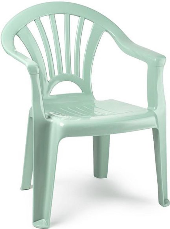 Plasticforte Kinderstoel van kunststof - mintgroen - 35 x 28 x 50 cm - tuin/camping/slaapkamer van Plasticforte