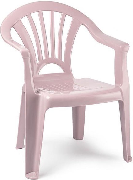 Plasticforte Kinderstoel van kunststof - roze - 35 x 28 x 50 cm - tuin/camping/slaapkamer van Plasticforte