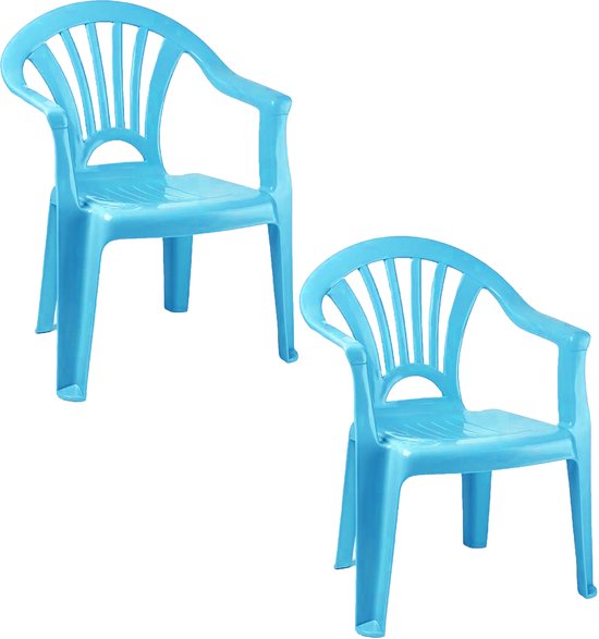 Plasticforte Stoeltjes voor kinderen - 2x - lichtblauw - 50 cm - voor binnen en buiten - kunststof van Plasticforte