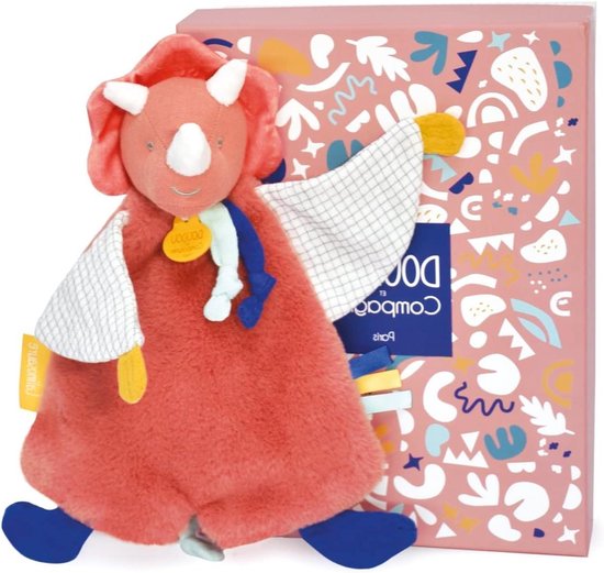 Plat Knuffeldier - Dino Knuffel - Baby Kalmeren - Zacht Materiaal - 25 cm - Terracotta