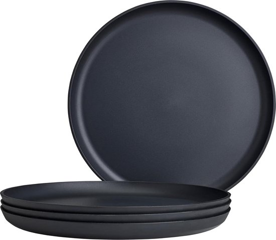 Platte borden 260 mm set van 4 stuks Nordic Black borden set van VTwonen