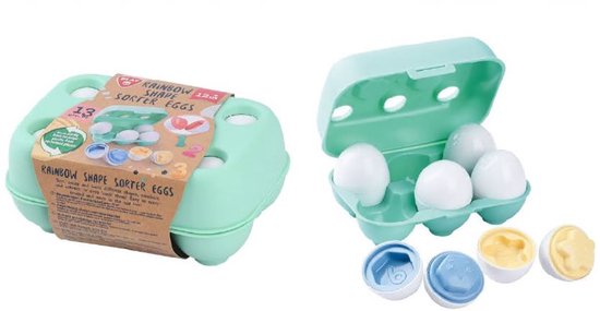 Play educatief speelgoed Regenboog Eieren Vormensorteerder 13-delig. van PlayWow.