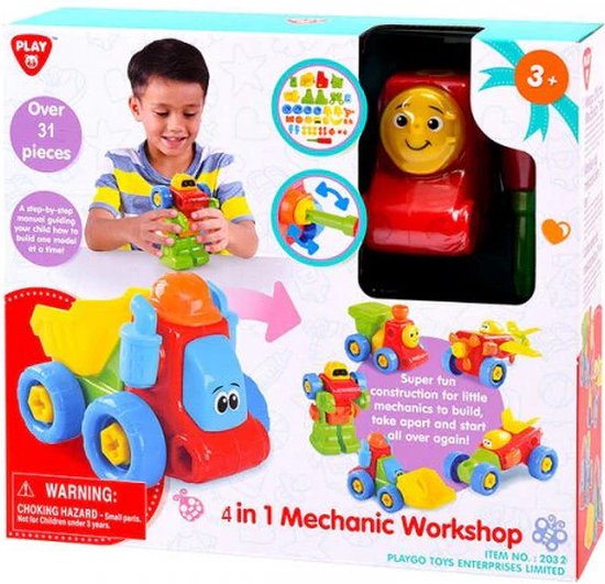 Playgo - 4 in 1 mechanische werk wagen - jonotoys van Playgo