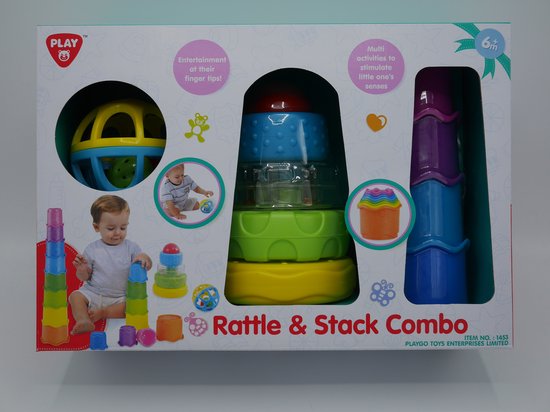 Playgo kadoset met ratelbal stapeltoren en bekers. van Playgo