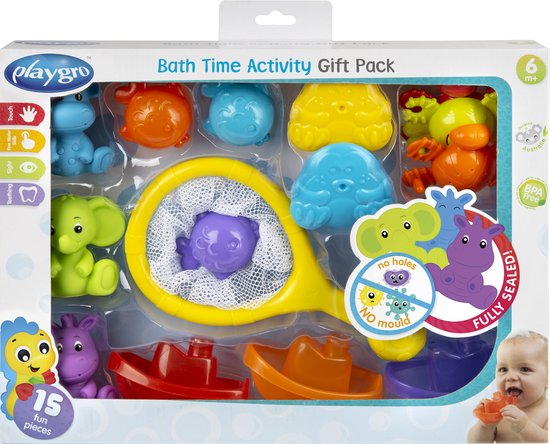 Playgro Activiteiten badgeschenkset - Volledig Afgesloten - Geen Schimmel - Badspeelset 14-delig - BPA vrij van Playgro