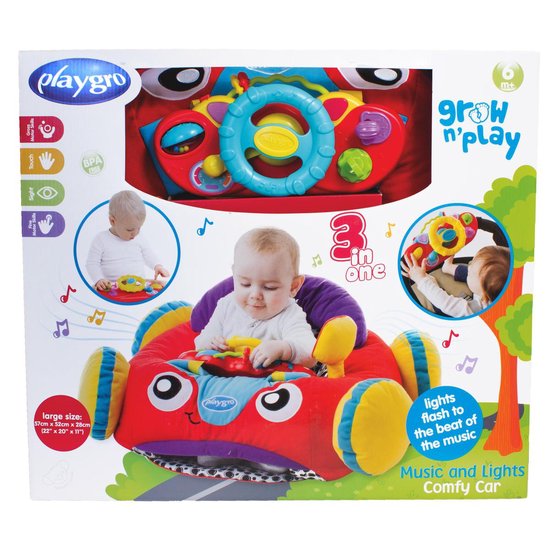 Playgro Activiteiten Zittenkussen auto - Music and Lights Comfy Car van Playgro