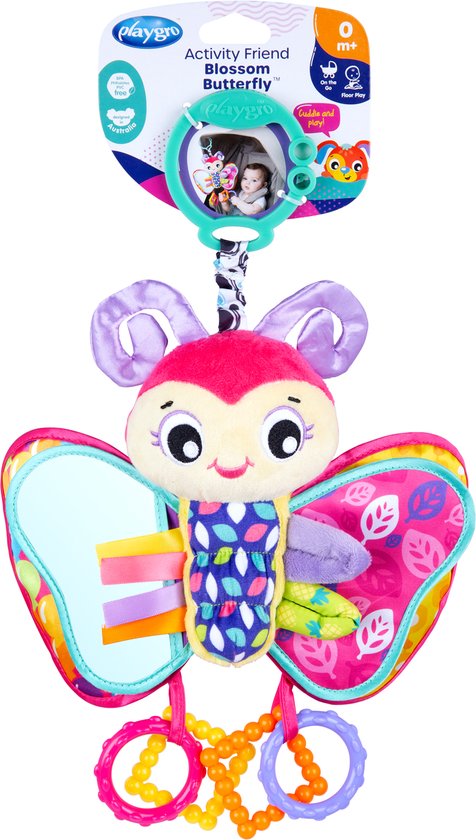 Playgro Activity Friend Blossom Butterfly - Baby Speelgoed - Hangspeeltje - Kinderwagenspeeltje - Rammelaar - Kinderwagenaccessoire - Buggyaccessoire - Educatief Speelgoed - Knuffeldier van Playgro