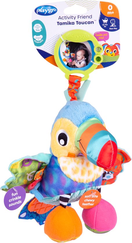 Playgro Activity Friend Tamika Toucan - Baby Speelgoed - Hangspeeltje - Kinderwagenspeeltje - Rammelaar - Kinderwagenaccessoire - Buggyaccessoire - - Educatief Speelgoed - Knuffeldier van Merkloos