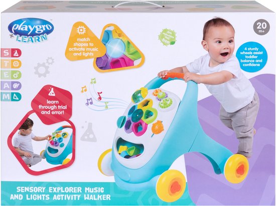 Playgro Activity Walker Sensory Explorer Music and Lights- babywalker - Babygym - acitiviteitengym - Speelgoed Baby - Babyspeelgoed - Ontwikkeling Baby - Kraamcadeau - baby loopstoel - baby loopauto - baby looptrainer - Baby Loopwagen van Playgro