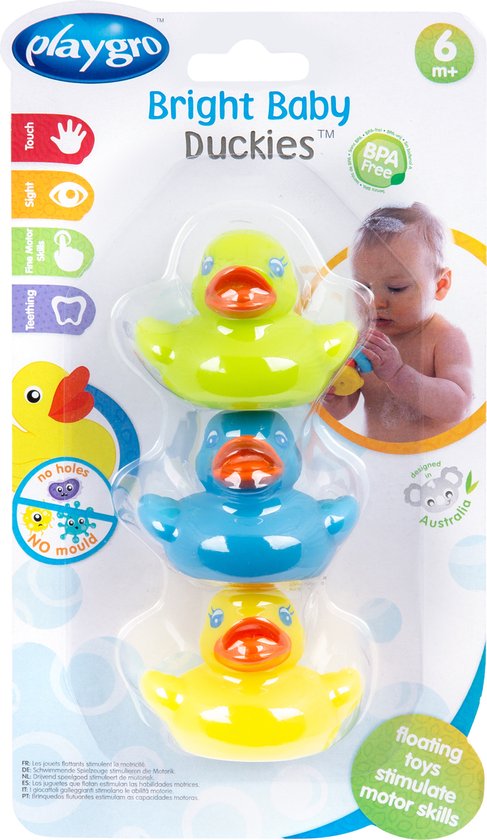 Playgro Badeendjes - Schimmelvrij - Zonder gaatjes - set van 3 stuks - BPA vrij van Playgro