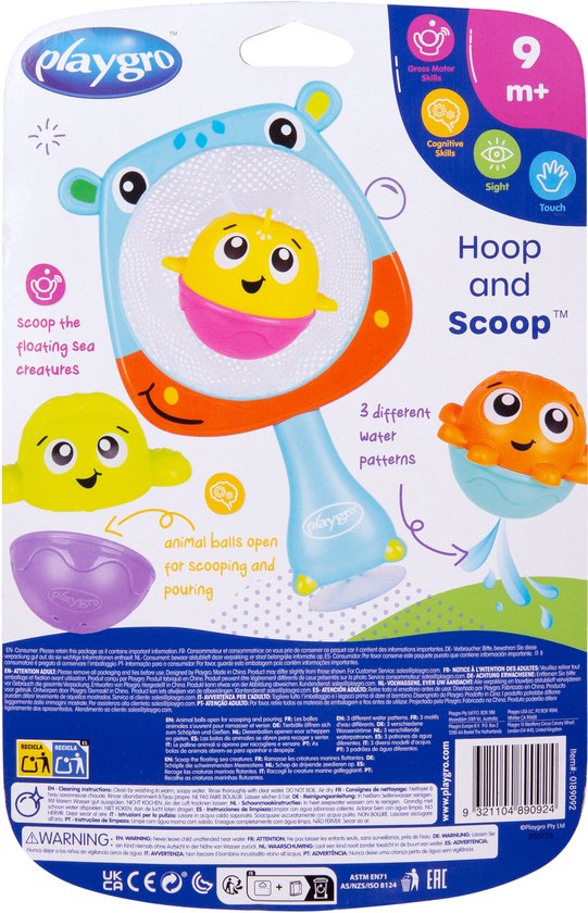 Playgro Badspeelgoed - Hoop and Scoop- Volledig Afgesloten - Schimmelvrij - waterspeelgoed baby - BPA vrij van Playgro