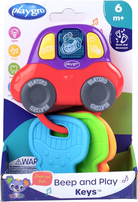 Playgro Beep and Play sleutels- Rammelaar - Bijtrammelaar - bijtring - Baby speelgoed - bijtspeeltje - Grijpspeelgoed - Speeltje - Baby rammelaar- Met licht en geluid van Merkloos
