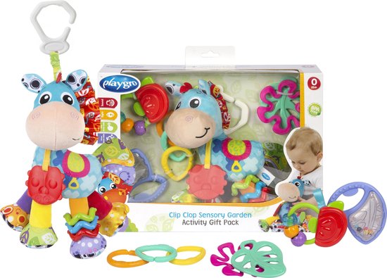 Playgro Geschenkset Clip Clop Paard - Kraamcadeau - Kadoset - Hangspeeltjes - 3 Bijtpseeltjes - 3 geschakelde ringen van Merkloos