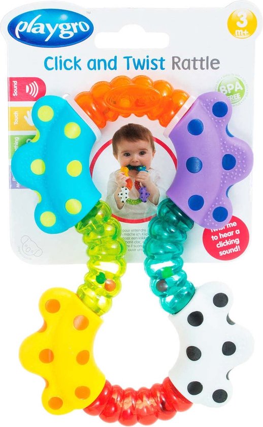 Playgro - Klik & Draai Rammelaar - Rammelaar - Bijtrammelaar - bijtring - Baby speelgoed - bijtspeeltje - Grijpspeelgoed - Speeltje - Baby rammelaar van Playgro