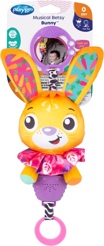 Playgro Musical Pullstring Betsy Bunny - Hangspeeltje - Kinderwagenspeeltje - Speelgoed Baby - Speelgoed 1 jaar - Baby speelgoed met geluid - Kinderwagenaccessoire - Buggyaccessoire- Educatief Speelgoed - Knuffeldier - Baby speelgoed met muziek van Merkloos