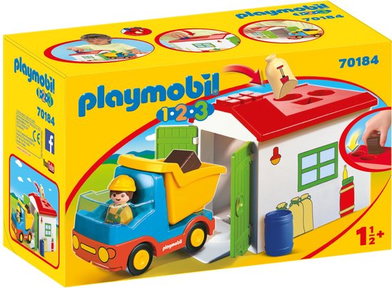 PLAYMOBIL 1.2.3 Werkman met sorteer-garage - 70184 van Playmobil