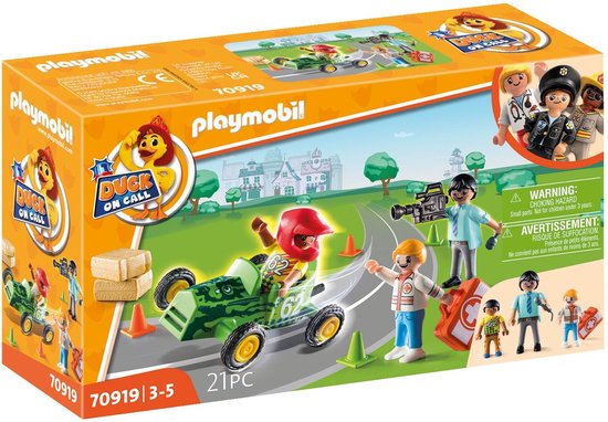 PLAYMOBIL Duck On Call - Ambulance actie. Help de racer! - 70919 van Playmobil