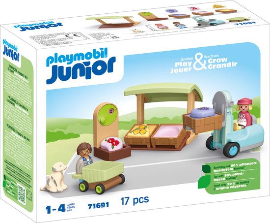 PLAYMOBIL Junior Biologische marktkraam & heftruck - 71691 van Playmobil