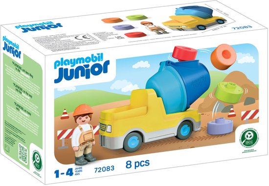 Playmobil Junior bouwvoertuig betonmolen kleurrijk stapelbaar speelgoed. van Playmobil