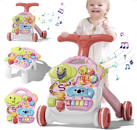 Playos® - 3 in 1 Looptrainer - Roze - vanaf 6 maanden - 8 Functies - Koala - Piano - Vormen Herkennen - Loopwagen - Baby Speelgoed - Kraamcadeau van Merkloos
