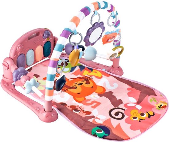 Playos® - Babygym met Piano - Roze - 76 x 60 x 46cm - Babymat - Baby Speelmat - Interactief - Speelkleed Baby's - Baby Speelgoed - Interactieve Speelkleed van Playos