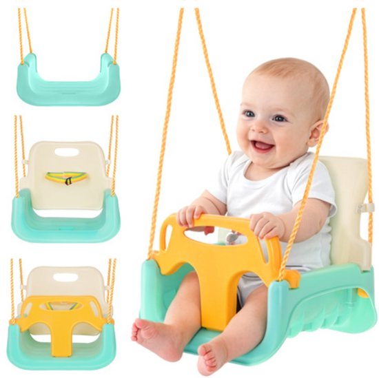 Playos® - Meegroei Schommel - tot 30 kg - Mint - Babyschommel voor Peuter en Kleuter - Schommel - Buitenspeelgoed van Merkloos