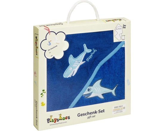 Playshoes badcape cadeauset haaien blauw van playshoes