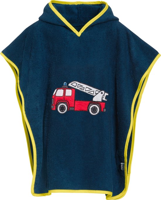 Playshoes - Badcape met capuchon - Brandweerauto - maat S (0-4yrs)