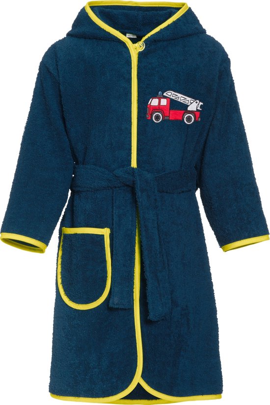 Playshoes - Badjas met capuchon voor jongens - Brandweerauto - maat 86-92cm van playshoes