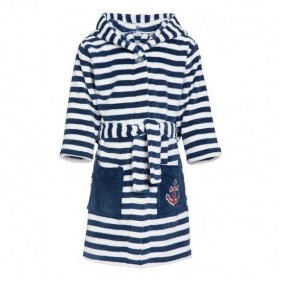 Playshoes - Fleecebadjas voor kinderen - Maritiem - Navy-blauw / wit - maat 98-104cm van playshoes