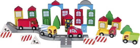 Playtive Bouwblokkenset - 50-delig - 2-6 jaar - Bouwplaats blokken van Playtive