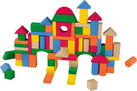 Playtive Houten bouwblokkenset -  Trommel met houten speelgoed zoals blokken en voertuigen voor uren bouwplezier - Vanaf 1 jaar - Creatief plezier met een breed scala aan constructiemogelijkheden - Bevordert creativiteit, behendigheid en meer van Playtive