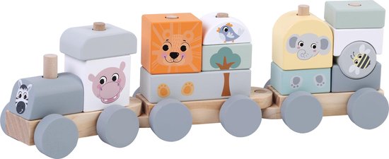 Playwood blokkentrein zilver - hout - wilde dieren van Playwood