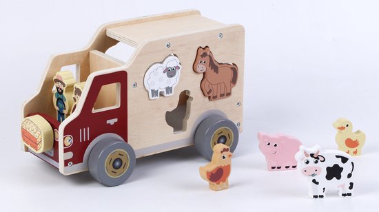 Playwood Dieren Vormenauto - houten speelgoed - kinderspeelgoed vanaf 18 maanden van Playwood