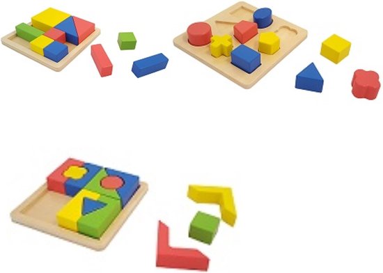 Playwood geometrische vormen leren tangram blokpuzzel u krijgt geleverd 3 puzzels van PlayWood