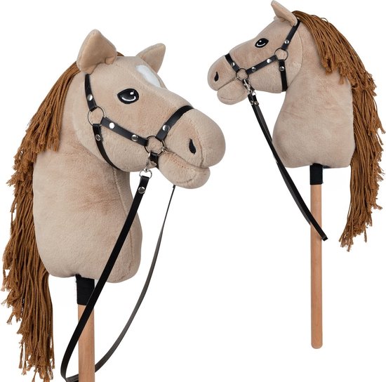 Playwood Hobby Paard, met halster , stokpaardje voor hobby horsing, paard om op te rijden voor kinderen zonder geluid van Playwood