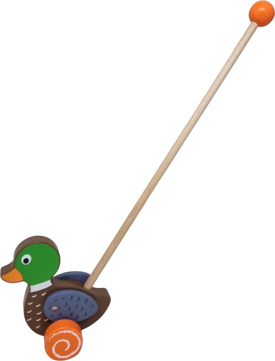 Playwood Houten duwstok Eend loopstok duwfiguur van PlayWood