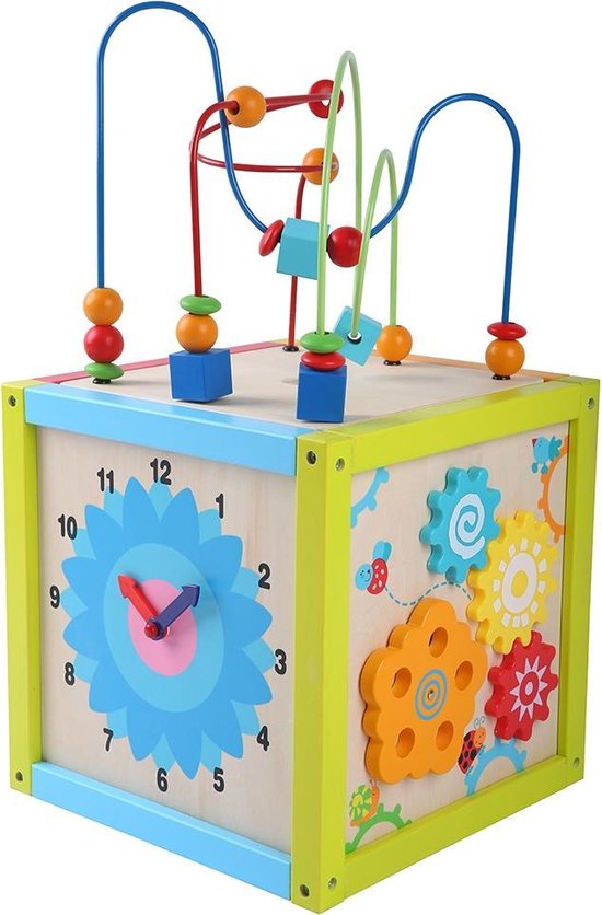 Playwood - Kralenframe Motoriek Activiteiten kubus groot van PlayWood