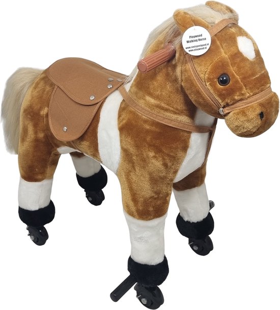 Playwood - Mechanisch rijdend paard met geluid  2e kansje beschadigde wielkappen van Playwood