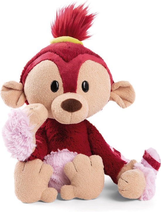 Pluche Aap Knuffel - Zacht Speelgoed Dier - Knuffelen en Spelen - Gemaakt van Gerecycled Materiaal - 18 cm - Rood