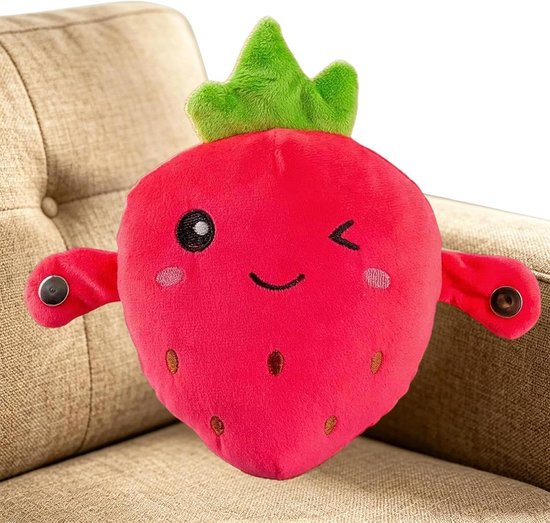 Pluche Aardbei - Muziek Knuffel - Educatief Spelen - Interactief Geluid - 22 x 20 cm - Rood