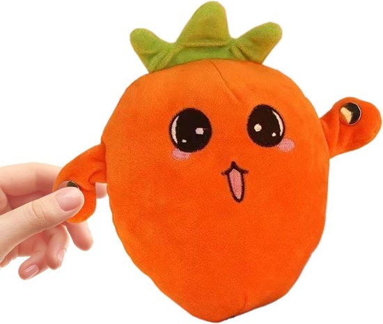 Pluche Aardbei - Muziekknuffel Educatief - Sensorische Ontwikkeling - Interactieve Geluiden - 22 cm - Oranje