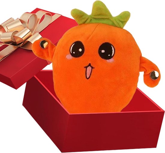 Pluche Aardbei - Muzikale Knuffel - Interactief Leren - Met Muziekmodi - 23 x 21 x 11 cm - Oranje