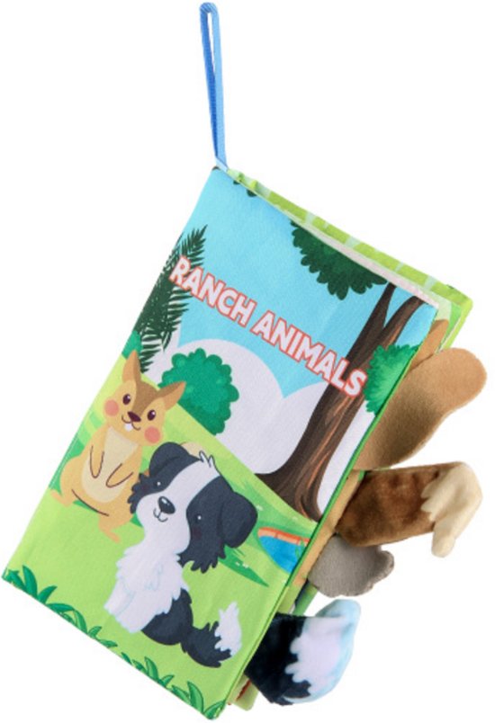 Pluche babyboeken van stof, tactiele kreukelboeken voor baby's en peuters, interactief speelgoed voor de vroege ontwikkeling van jongens en meisjes en speelgoed voor kinderwagens (ranchdieren) van Merkloos
