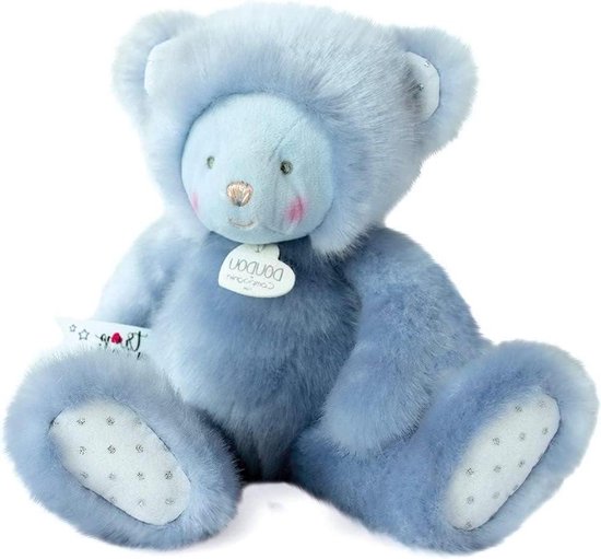 Pluche beer - Knuffel beer - Baby speelgoed - Wasbaar op 30°C - 30 cm - Blauw van Merkloos