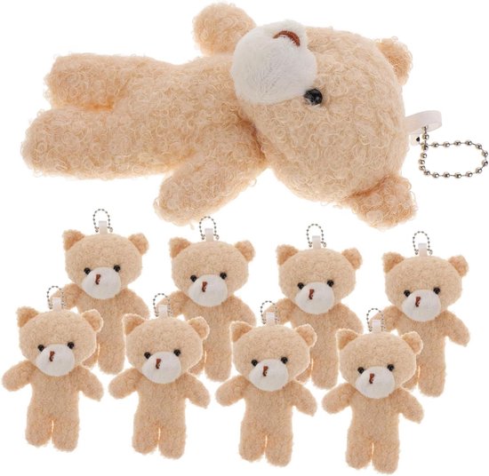 Pluche Beren Hangers - Mini Knuffels - DIY Decoratie - Zacht Materiaal - 10 Stuks - Beige