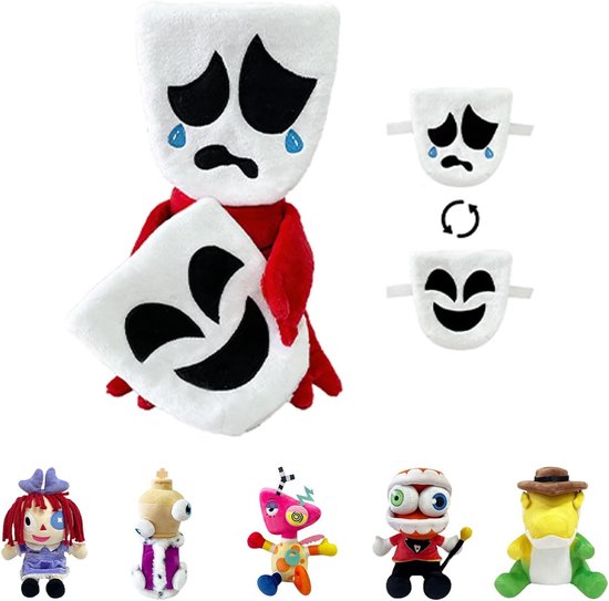 Pluche Circus Figuur - Knuffel Pop - Kinderen Begeleiden - Uniek Design - 6 x 6 x 0.05 cm - Mask